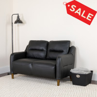Flash Furniture BT-S8372A-LV-BK-GG Newton Hill Upholstered Bustle Back Loveseat in Black Leather 